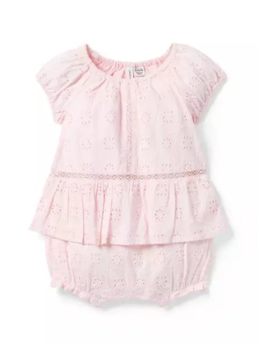 Janie and Jack - Pink Eyelet Peplum Romper
